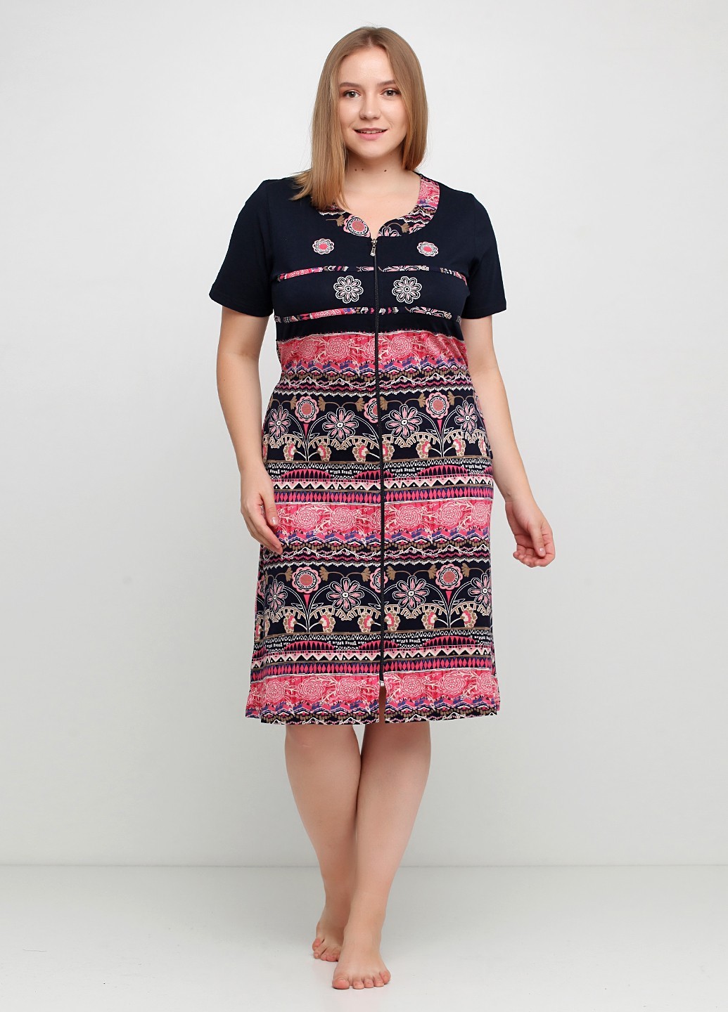 

Халат Wild Love 3XL темно-синий с розовым 81736
