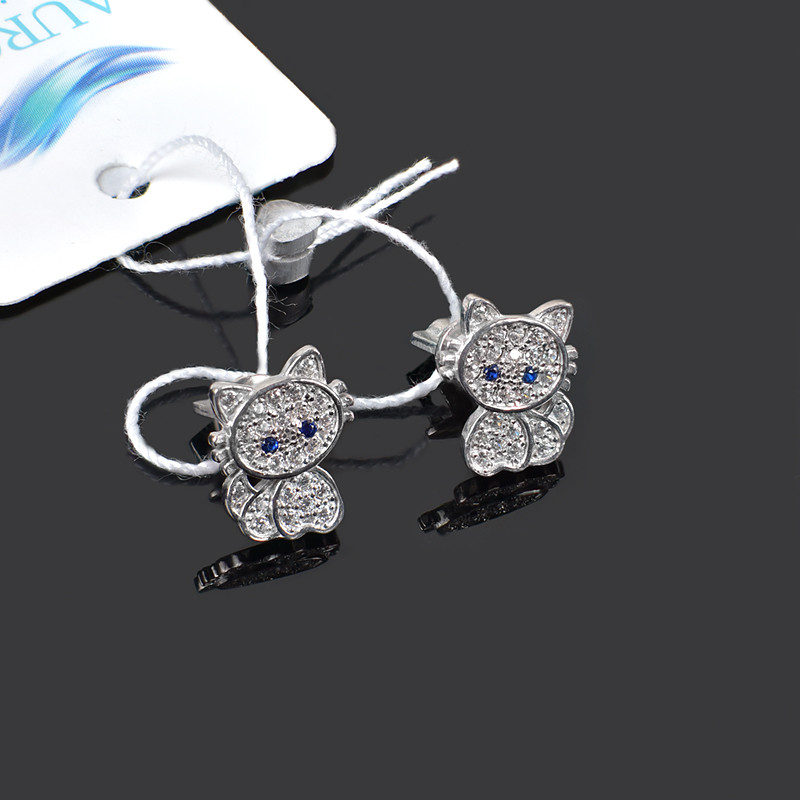 

Детские серебряные серьги гвоздики котики Aurora 82504