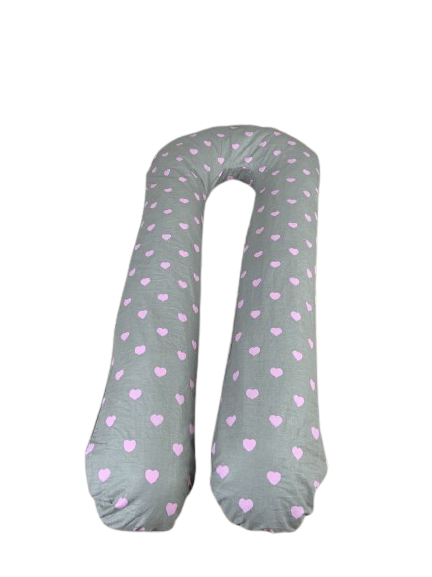 

Подушка для беременных Серый 100% Хлопок Премиум XL 150x75х20 Сердечко