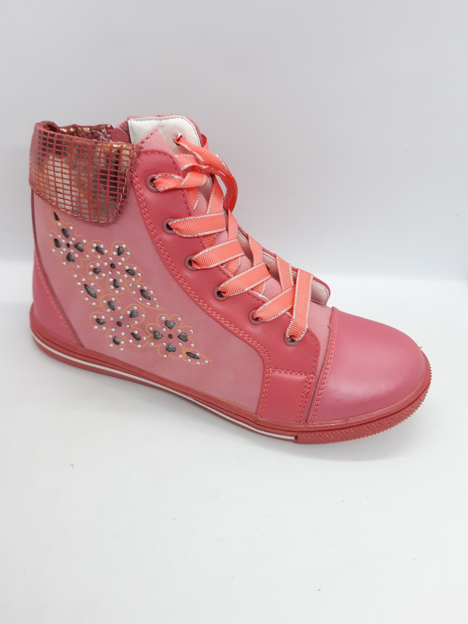 

Демисезонные ботинки на девочку Tom.m коралловые утепленные BD-0082 35 р 23 см