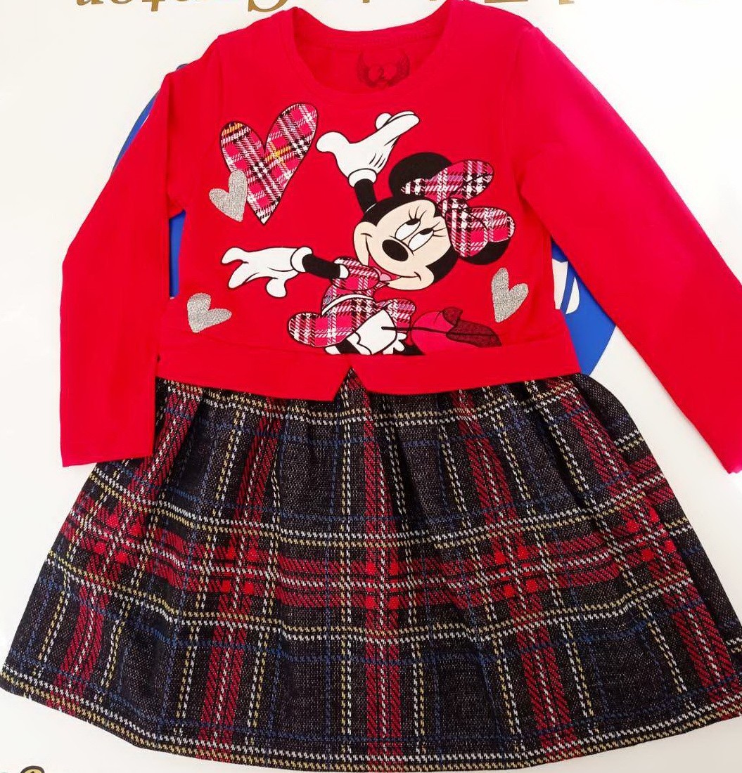 

Детское платье для девочки в детский сад Minnie Mouse baby Pink красное 98 р-р