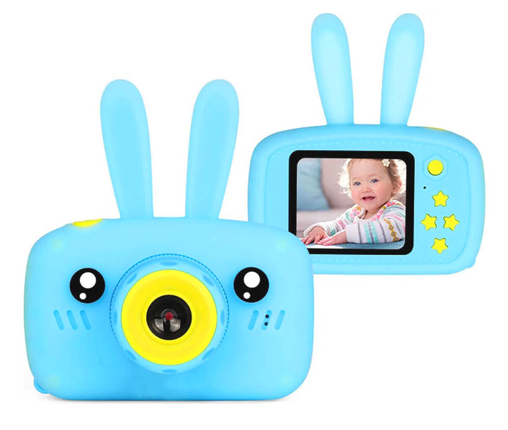 

Цифровой детский фотоаппарат Children fun Camera Зайчик детская фото-видеокамера Голубой