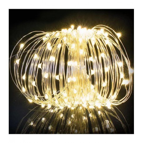 

Гирлянда роса 100 Led 10 м на батарейках теплый белый цвет