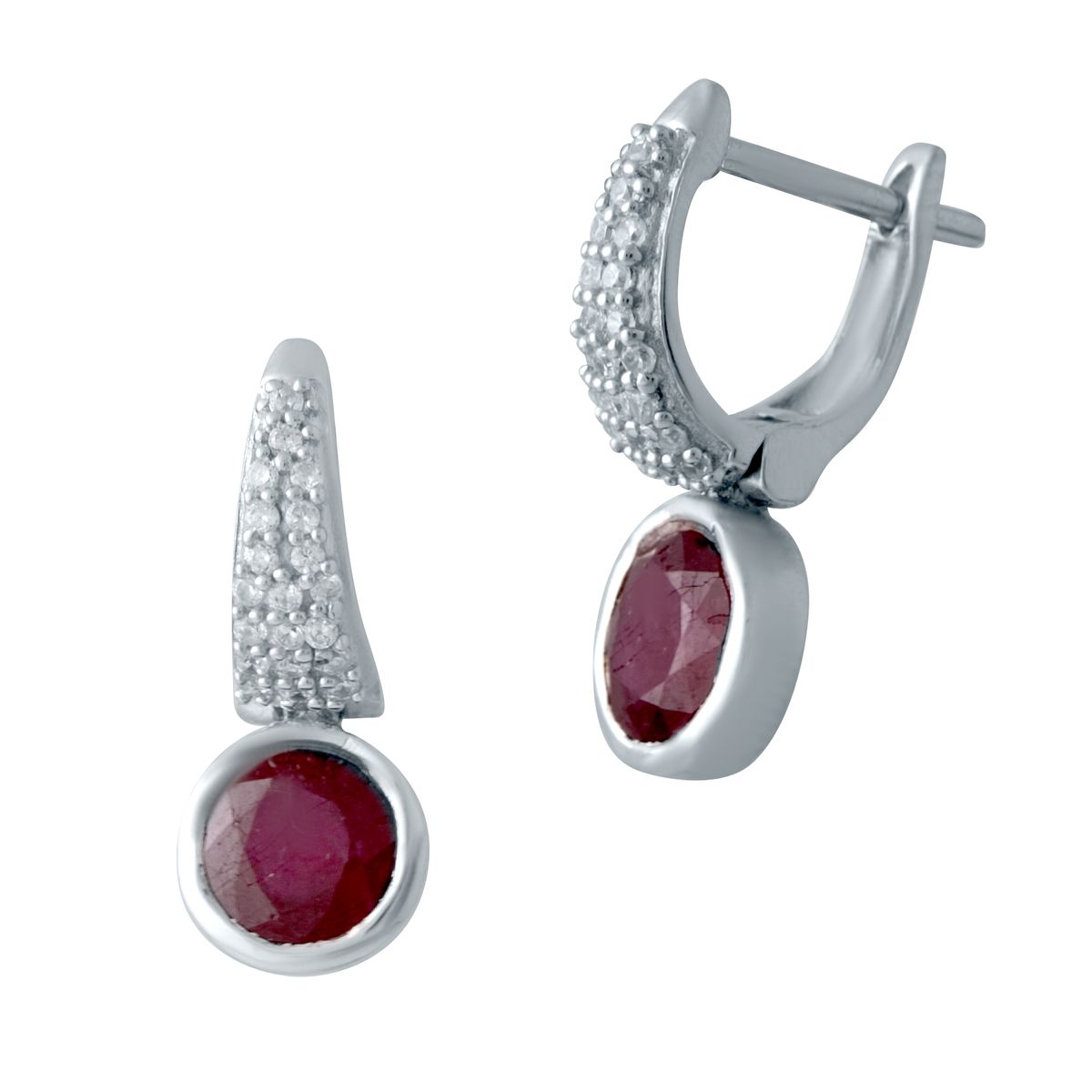 

Серебряные серьги MG с натуральным рубином, фианитами