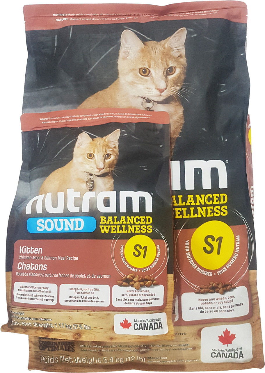 

Сухой корм для котят Nutram S1 Sound Balanced Wellness Kitten со вкусом курицы и лосося 5.4 кг + 1.13 кг (2000981006082)