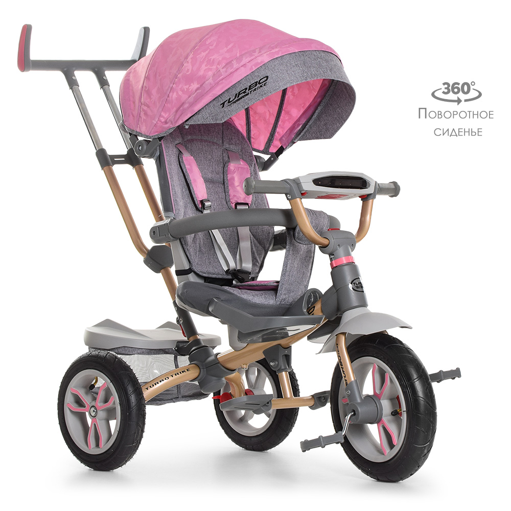

Велосипед с родительской ручкой трехколесный TURBOTRIKE M 4058-15 Розовый
