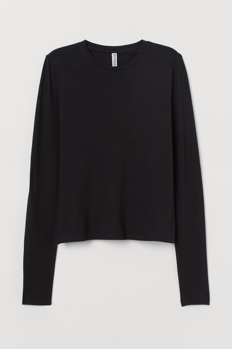 

Футболка с длинным рукавом H&  Черный, Футболка с длинным рукавом H&M M Черный