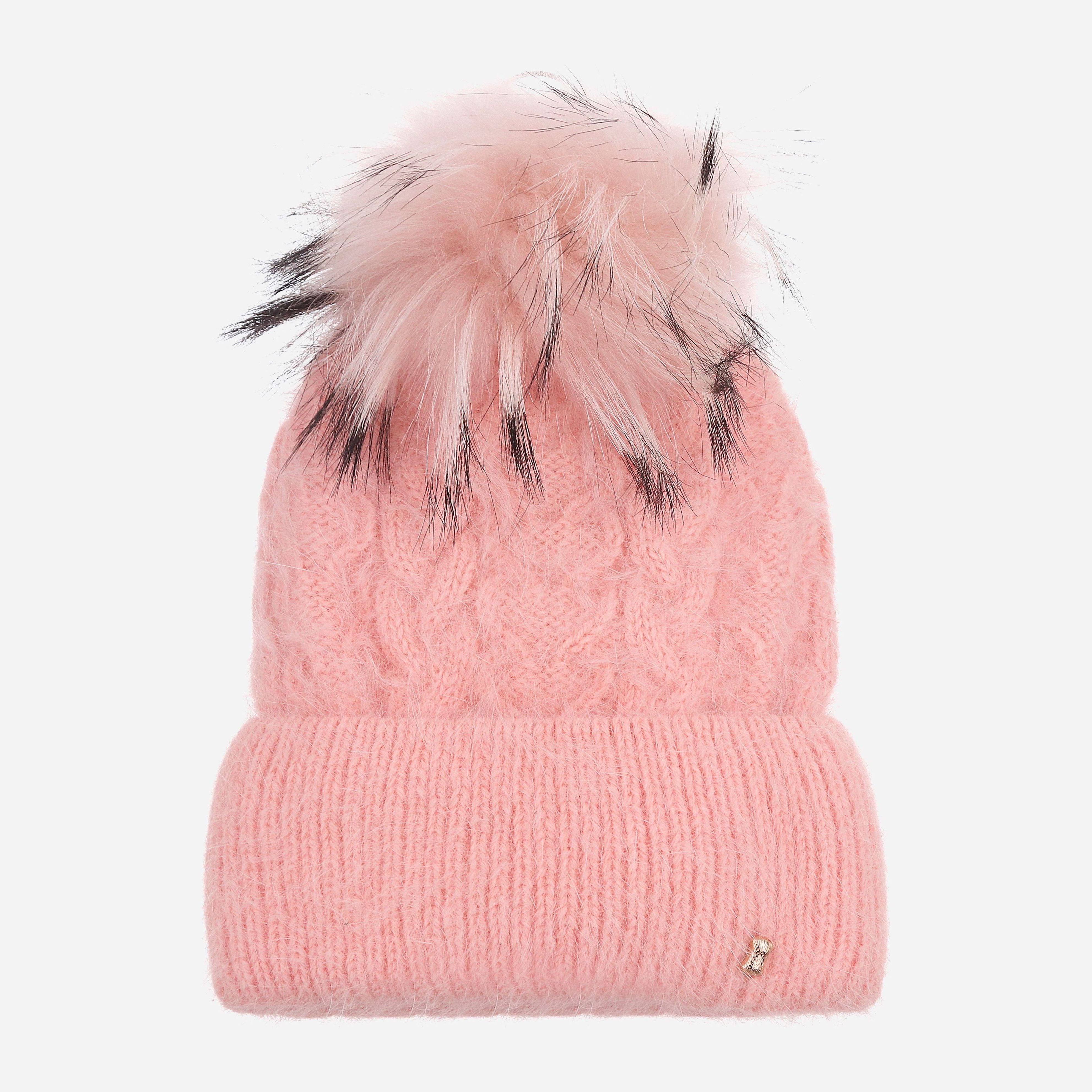 

Зимняя шапка Anmerino Мария+бубон на флисе 53-58 см Пудровая