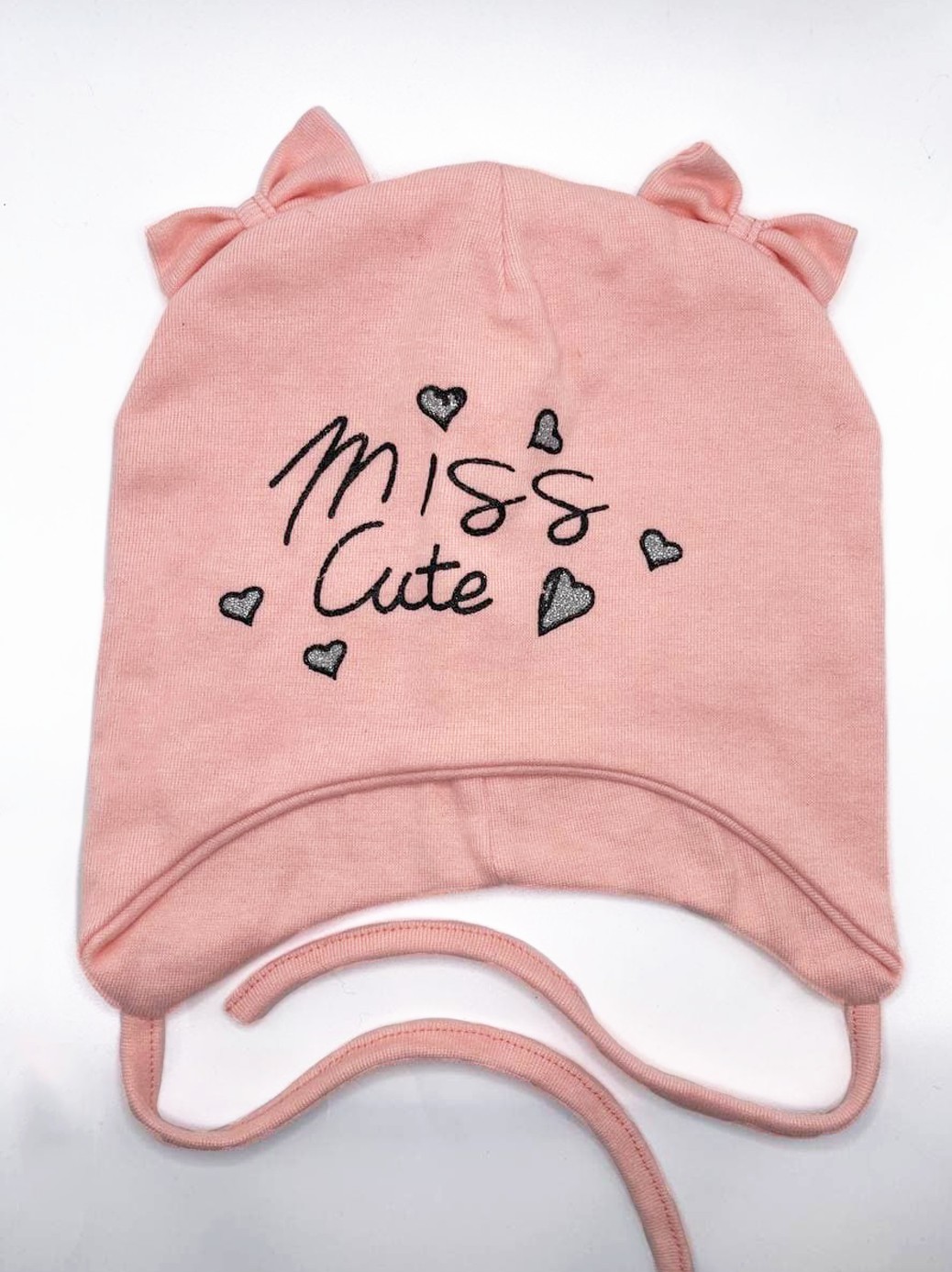 

Демисезонная персиковая шапка miss cute для девочек размер 44-46