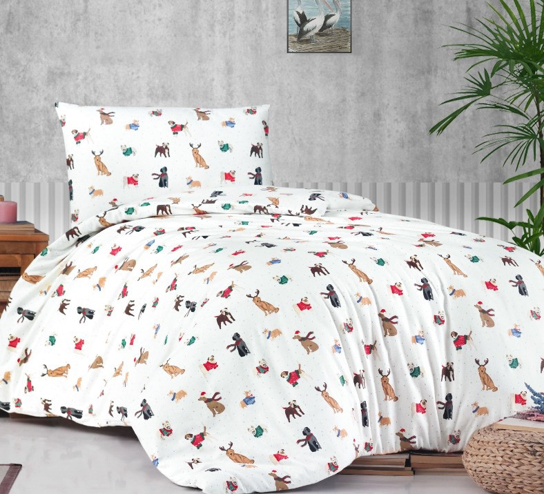 

Набор постельного белья Cotton Collection из фланели Евро размер с рисунком Dogs