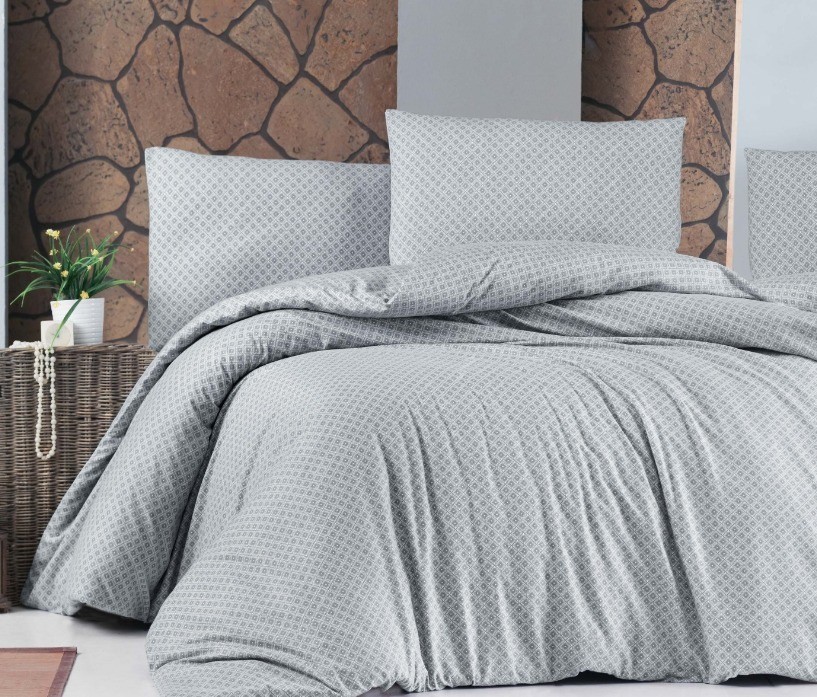 

Набор постельного белья Cotton Collection из фланели Евро размер с рисунком Gray diamond