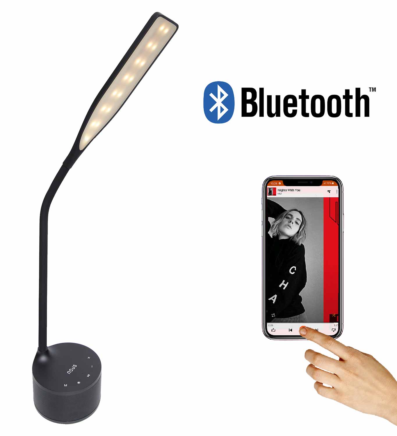 

Настільна лампа NOUS S7 з Bluetooth колонкою Black