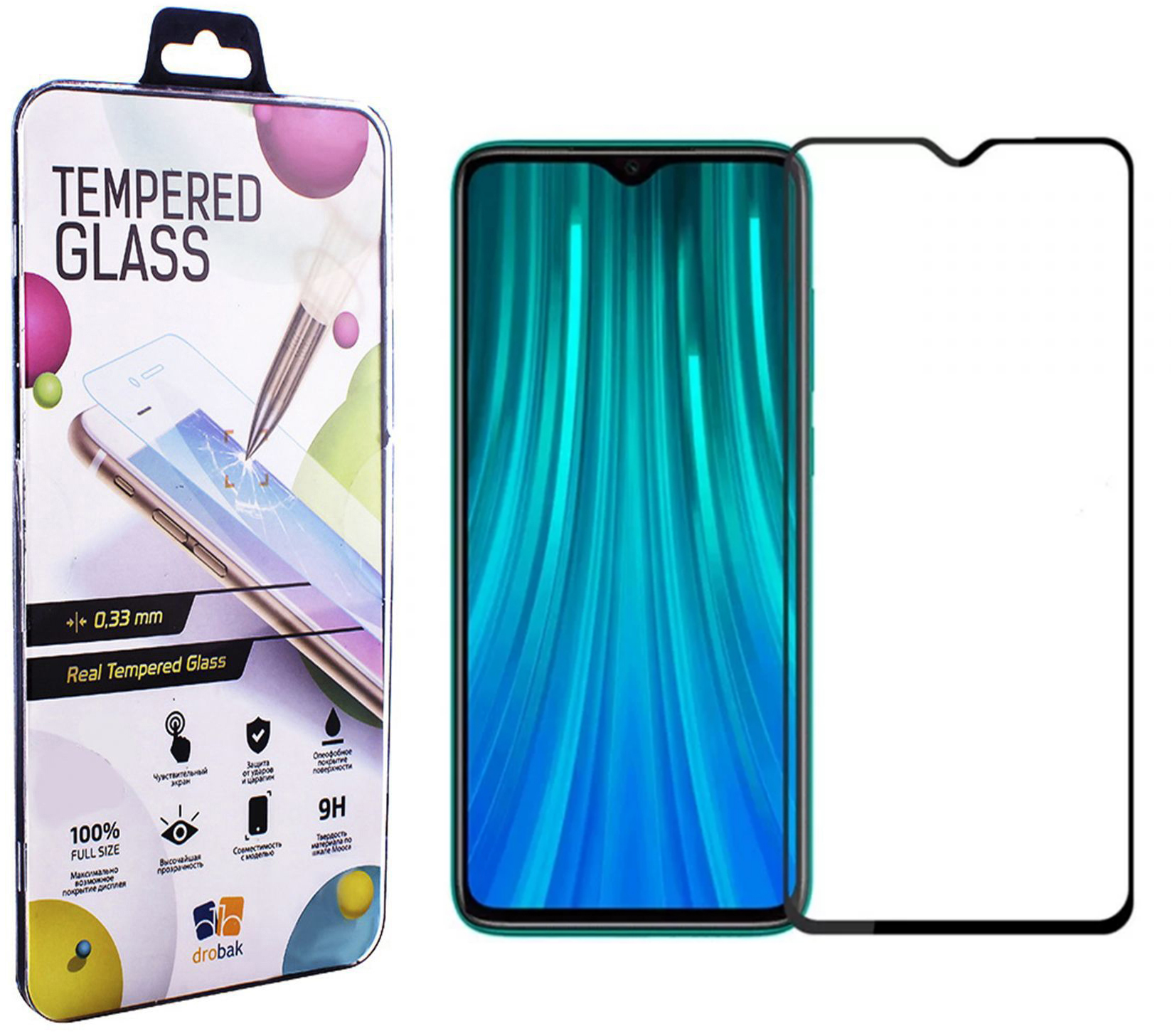 

Защитное стекло Drobak для Xiaomi Redmi Note 8 2021 Black