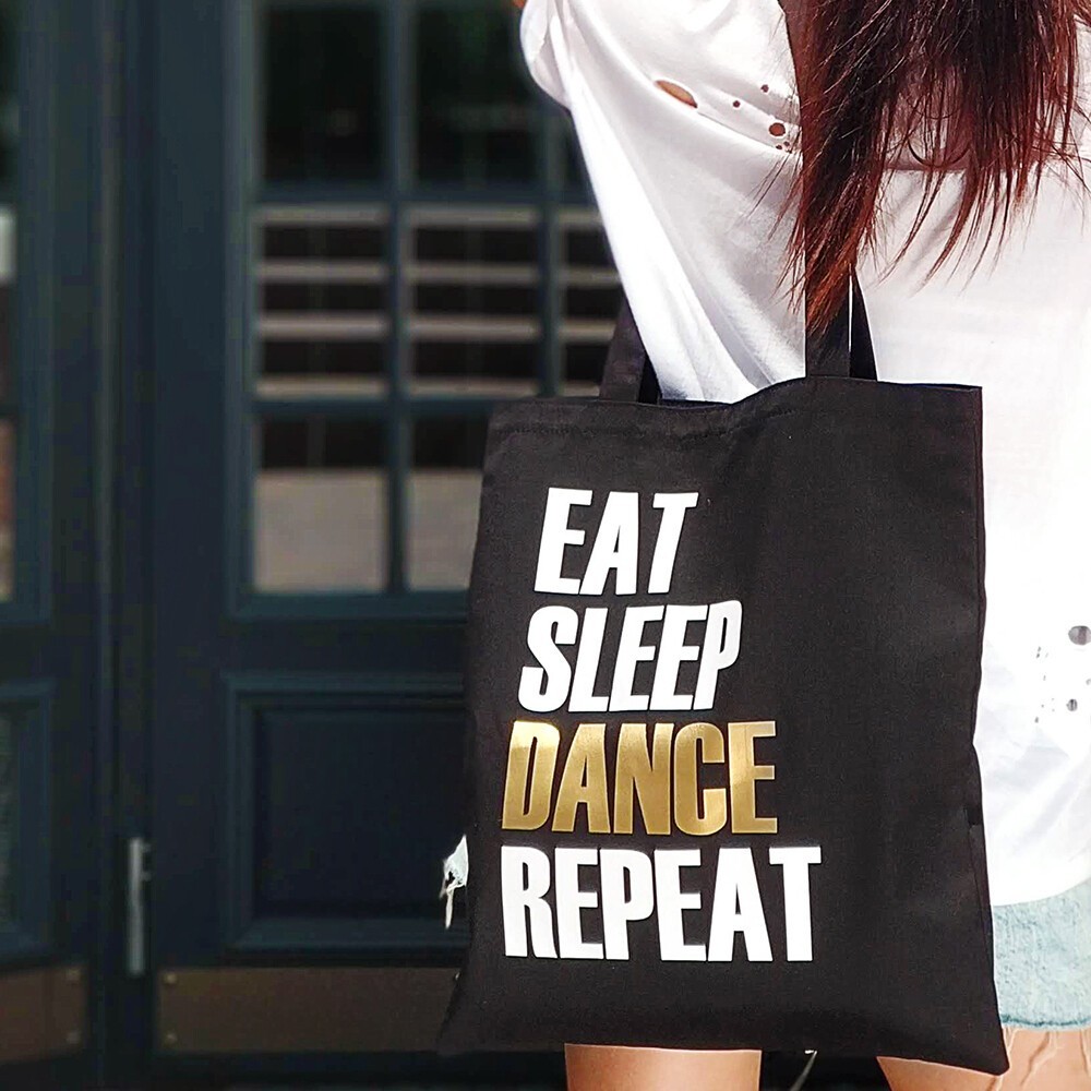

Эко сумка Eat Sleep Dance Repeat Arivans 38х40 см черная 74-224