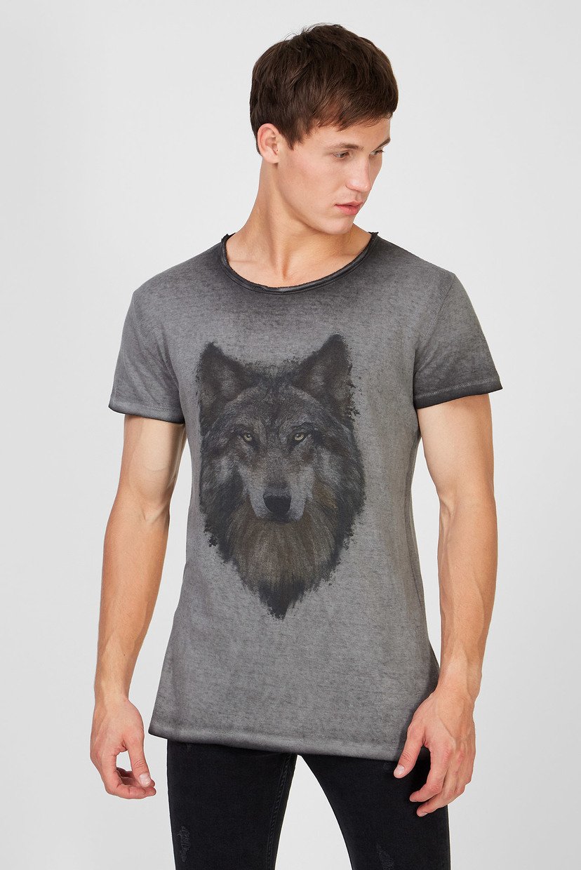 

Мужская серая футболка с принтом Wolf Portrait Wren Tigha  105529, Мужская серая футболка с принтом Wolf Portrait Wren Tigha M 105529