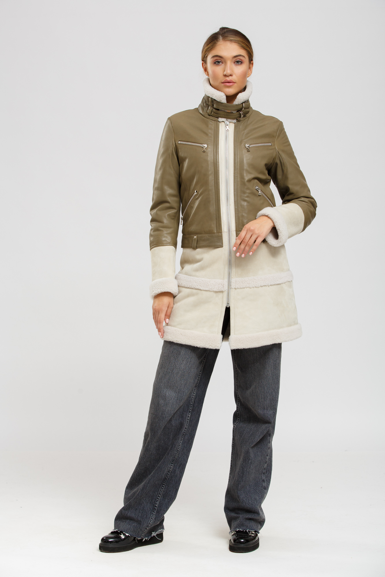 

Дубленка SUED MOD 38 Хаки с черным (20-00426)