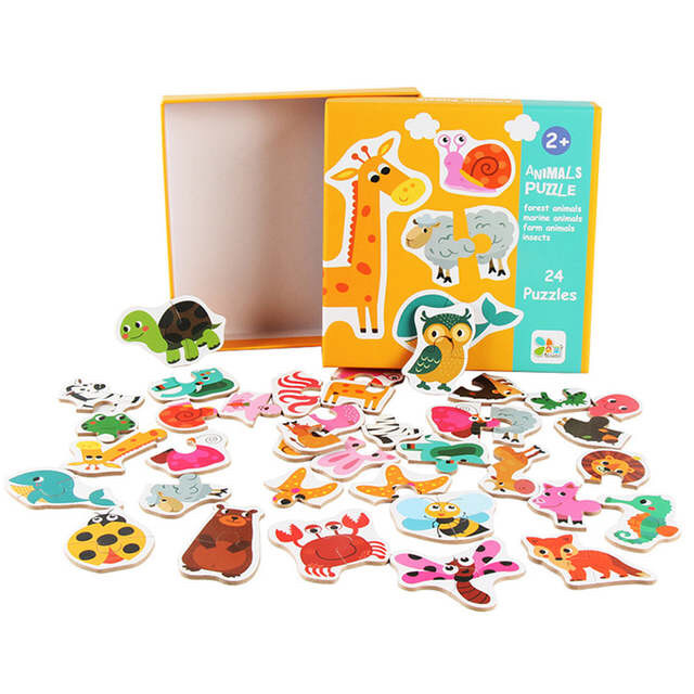 

Деревянные пазлы для малышей животные Dolai Toys