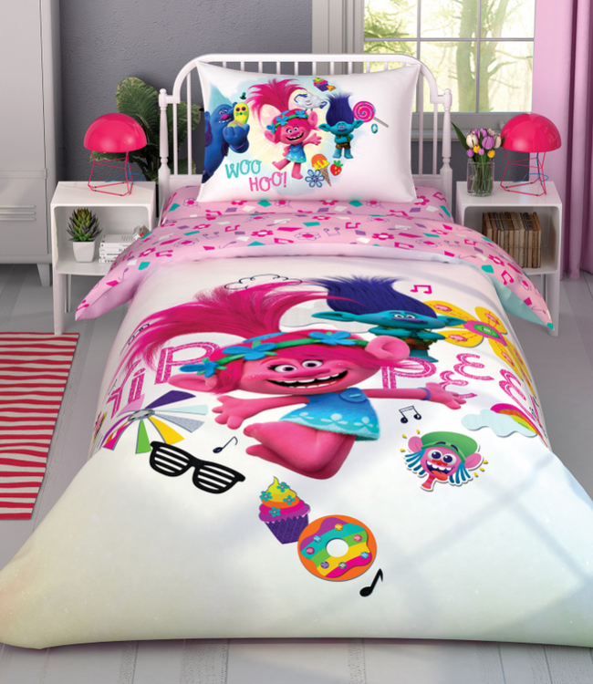 

Комплект постельного белья Tac Disney Trolls Color Party подростковый