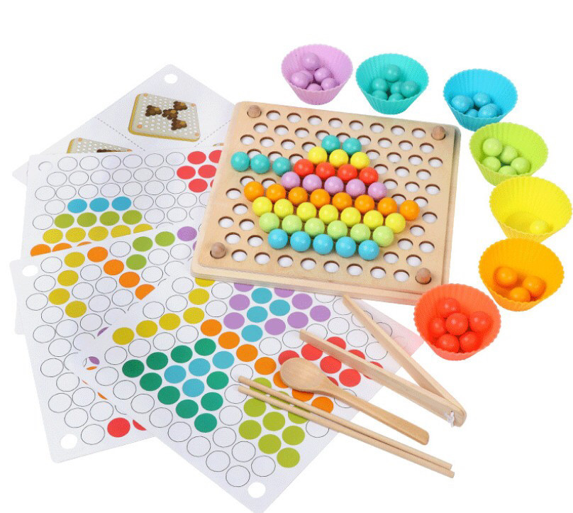 

Деревянная развивающая игрушка мозаика с набором инструментов Bead Holder Ohye