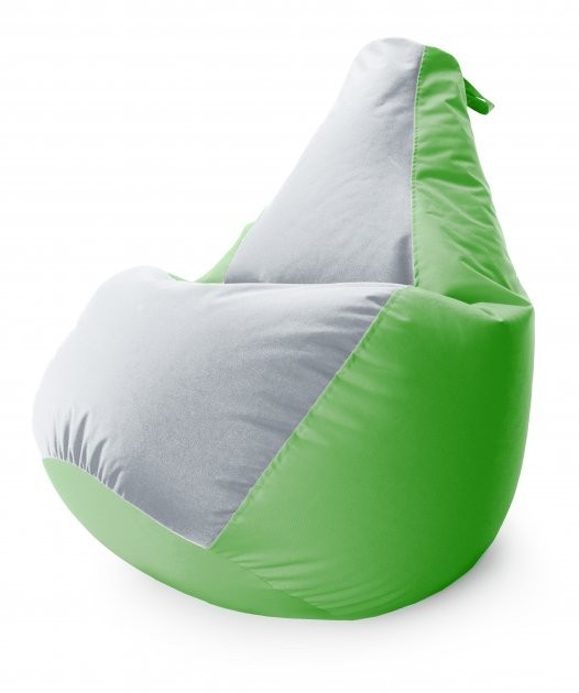 

Бескаркасное кресло мешок Груша с внутренним чехлом Комби BIG 100х140 Салатовый с Серым Премиум влагостойкий Оксфорд 600D PU