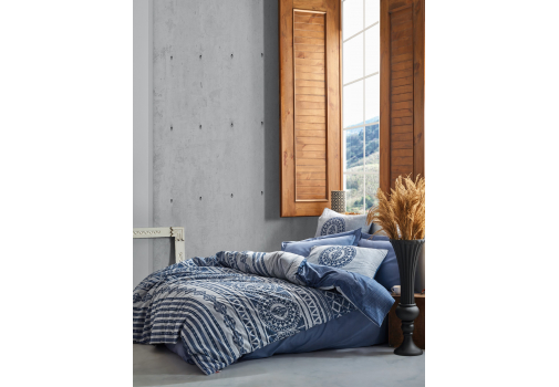 

Комплект постельного белья Cotton Box Toprak Norvin Indigo Серо-синий