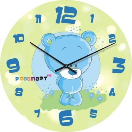 

Детские Настенные часы "Мишутка" салатовые бесшумные Pragmart-269-300 [Стекло, механизм Hermle] 45х45 см