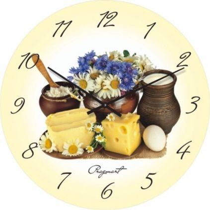 

Настенные часы в столовую "Натюрморт" желтые бесшумные Pragmart-283-300 [Стекло, механизм Hermle] 45х45 см