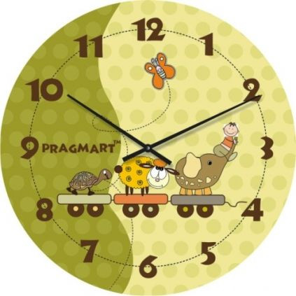 

Детские часы на стену "Мы едем-едем" салатовые бесшумные Pragmart-273-300 [Стекло, механизм Hermle] 50х50 см