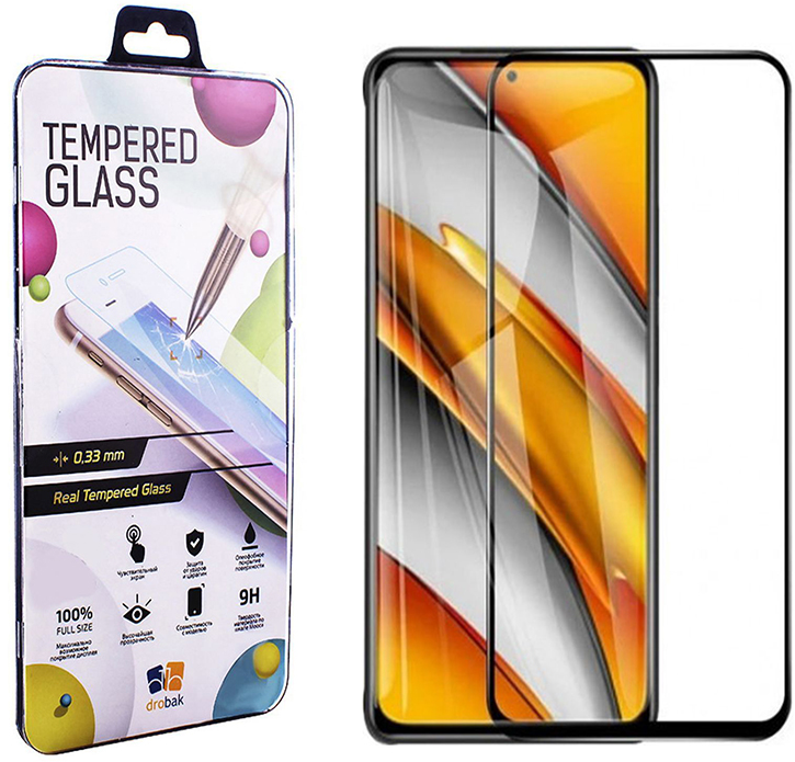 

Защитное стекло Drobak Frame A+ для Xiaomi Poco F3 Black