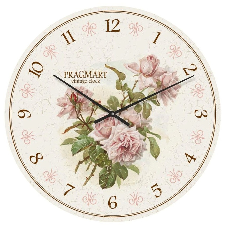 

Часы настенные "Чайные розы" бесшумные Pragmart-298-300 [Стекло, механизм Hermle] Бежевый 50х50 см