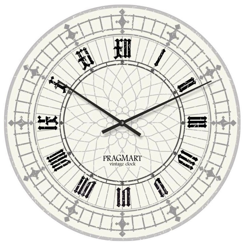 

Часы настенные бесшумные Pragmart-293-300 [Стекло, механизм Hermle] Белый 45х45 см
