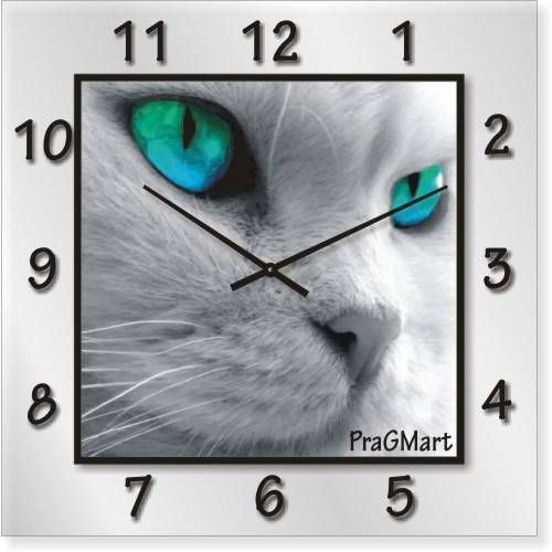 

Часы настенные "Белый кот" белые бесшумные Pragmart-339-300 [Стекло, механизм Hermle] 50х50 см