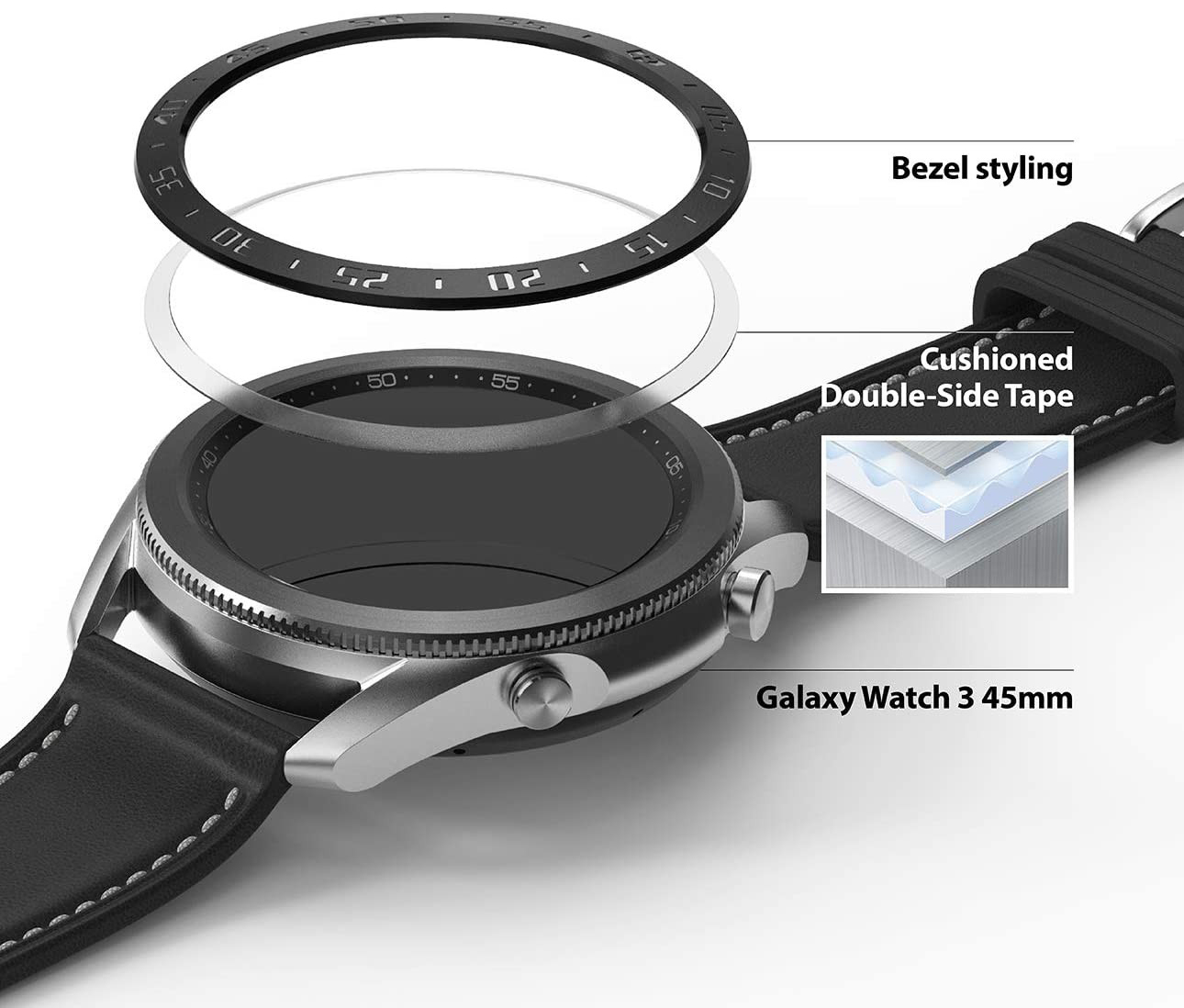 ROZETKA ᐈ Защитная накладка Ringke Bezel Styling для Samsung Galaxy Watch 3  45 mm GW3-45-03 Black (RCS4908) купить в Кишинёве, цена в Молдове. Защитная  накладка Ringke Bezel Styling для Samsung Galaxy Watch