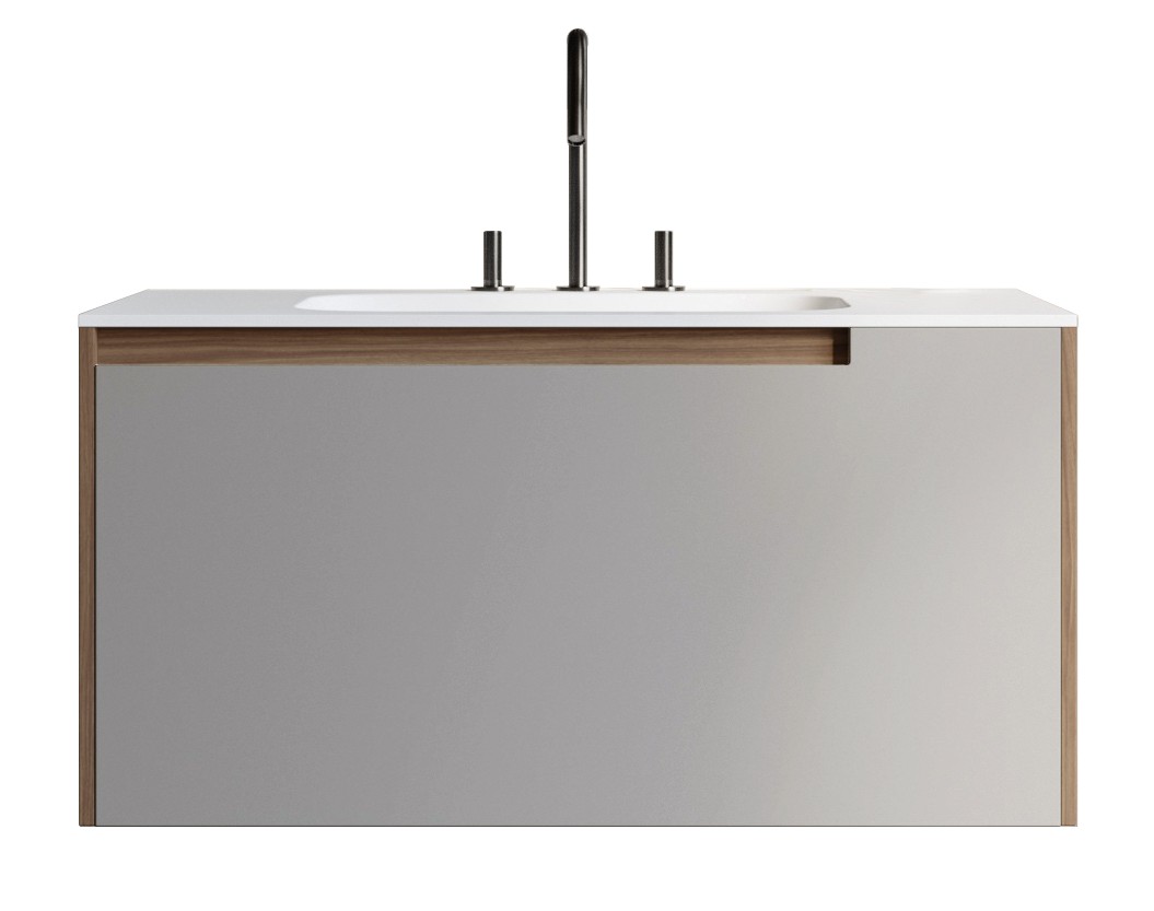 

Тумба подвесная INSTYLE GIO 90 с раковиной, 90х54х51, фасад Серый матовый/корпус Орех натуральный