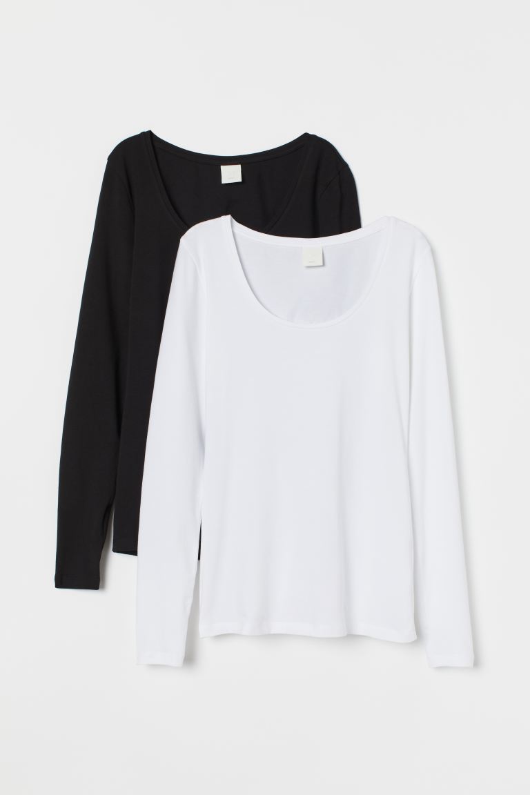 

2 трикотажных топа H&M  Белый/Черный, 2 трикотажных топа H&M S Белый/Черный