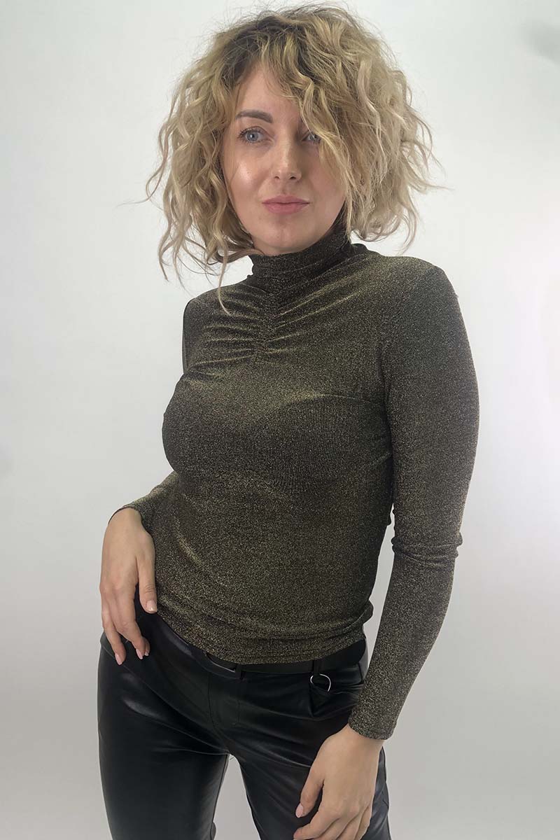 

Нарядный гольф из люрекса LUREX - кофейный цвет, M (985)