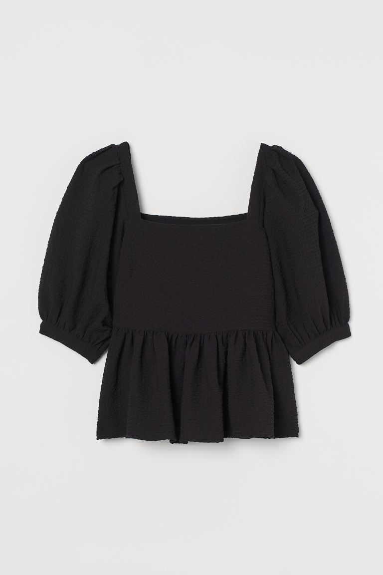 

Топ с баской H&M  Черный, Топ с баской H&M 34 Черный