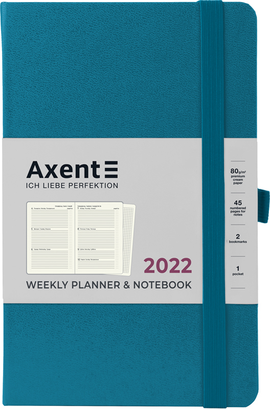 

Еженедельник Axent 2022 Partner Strong 125 х 195 96 листов линия/клетка в твердой обложке Индиго (8505-22-47-A)