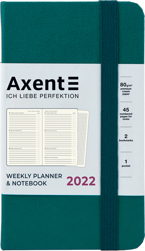 

Еженедельник Axent 2022 Pocket Strong А6 96 листов линия/клетка в твердой обложке Малахитовый (8508-22-31-A)