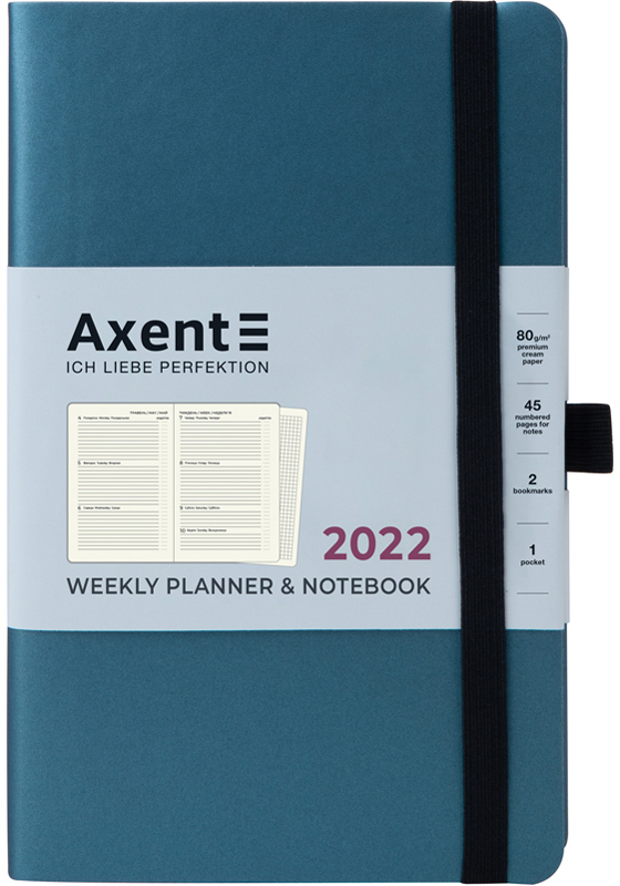 

Еженедельник Axent 2022 Partner Soft 125 х 195 96 листов линия/клетка в мягкой обложке Синий Металлик (8506-22-14-A)