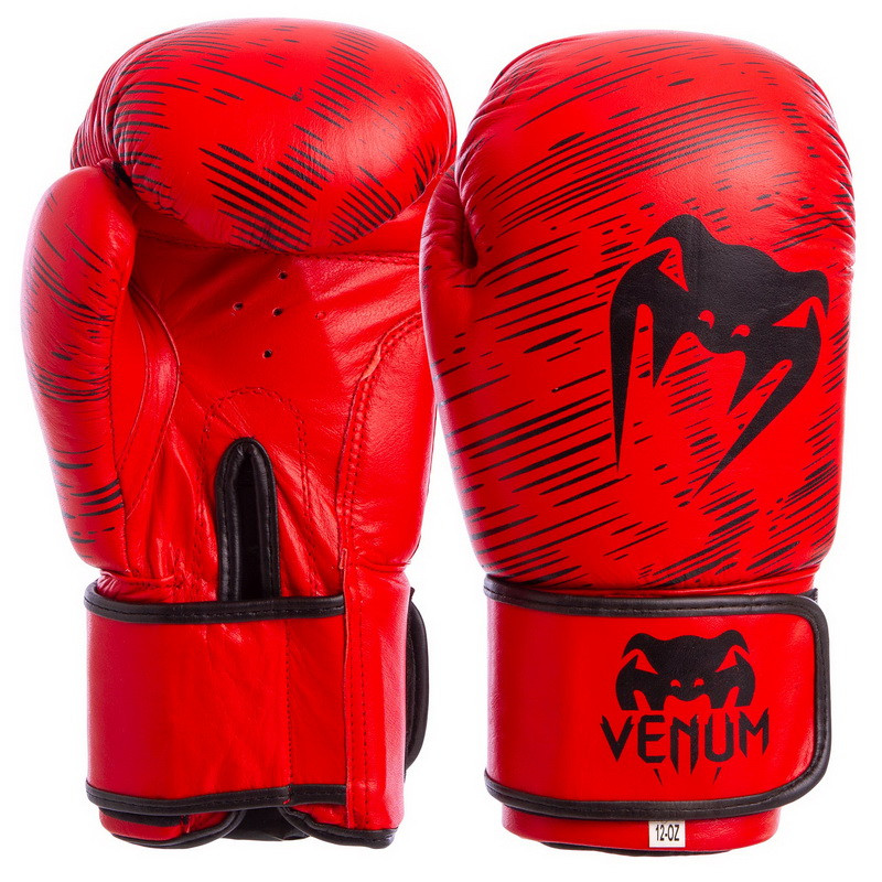 

Перчатки боксерские кожаные на липучке VENUM 12 oz красные MA-5430