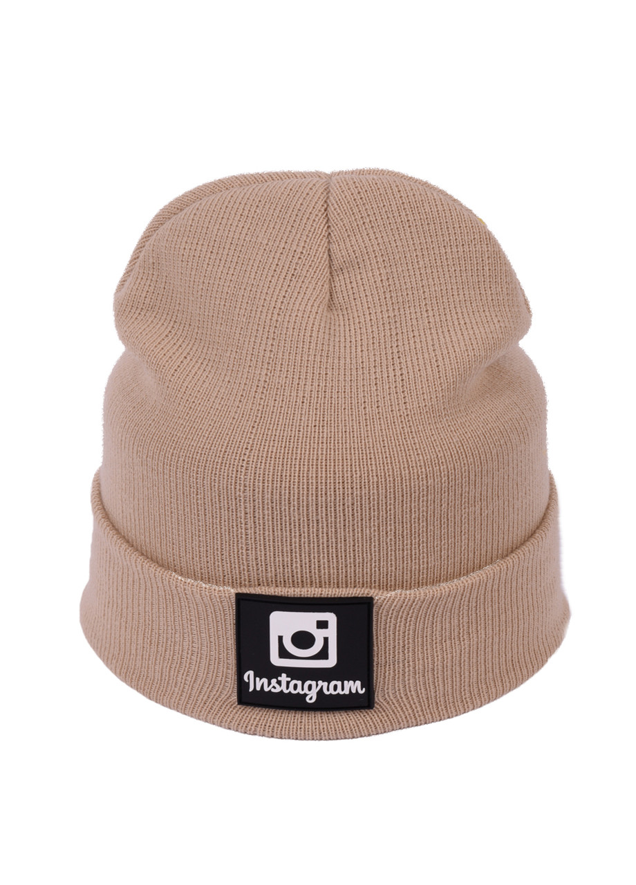 

Шапка унисекс с отворотом Instagram 20-3. Цвет: Бежевый