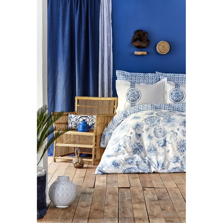 

Постельное белье Karaca Home - Felinda mavi 2019-2 пике 160*230 полуторный