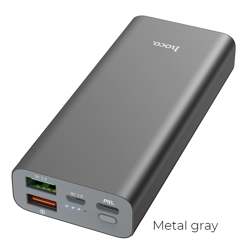 

Powerbank павербанк с быстрой зарядкой HOCO J51 10000mAh |2USB/1Type-C, PD/QC, 3A| Серый