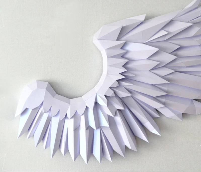 Крылья ангела из перьев белые на ленточке, ScrapBerry's, 16х12 см