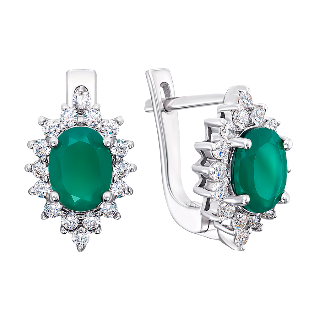 

Серебряные серьги с агатом и фианитами 000146592