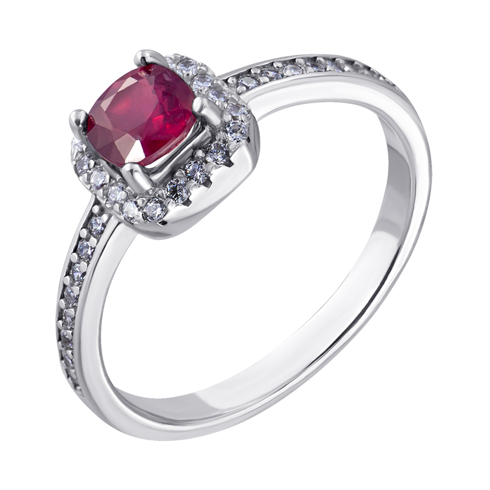 

Серебряное кольцо с рубином и фианитами 000117873 18 размера