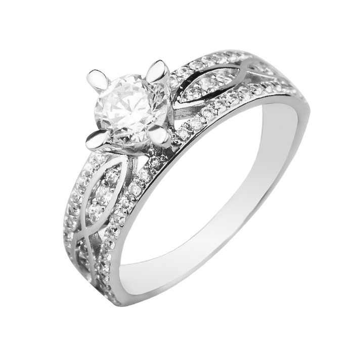 

Серебряное кольцо с дорожками и белыми фианитами 000102859 17.5 размера
