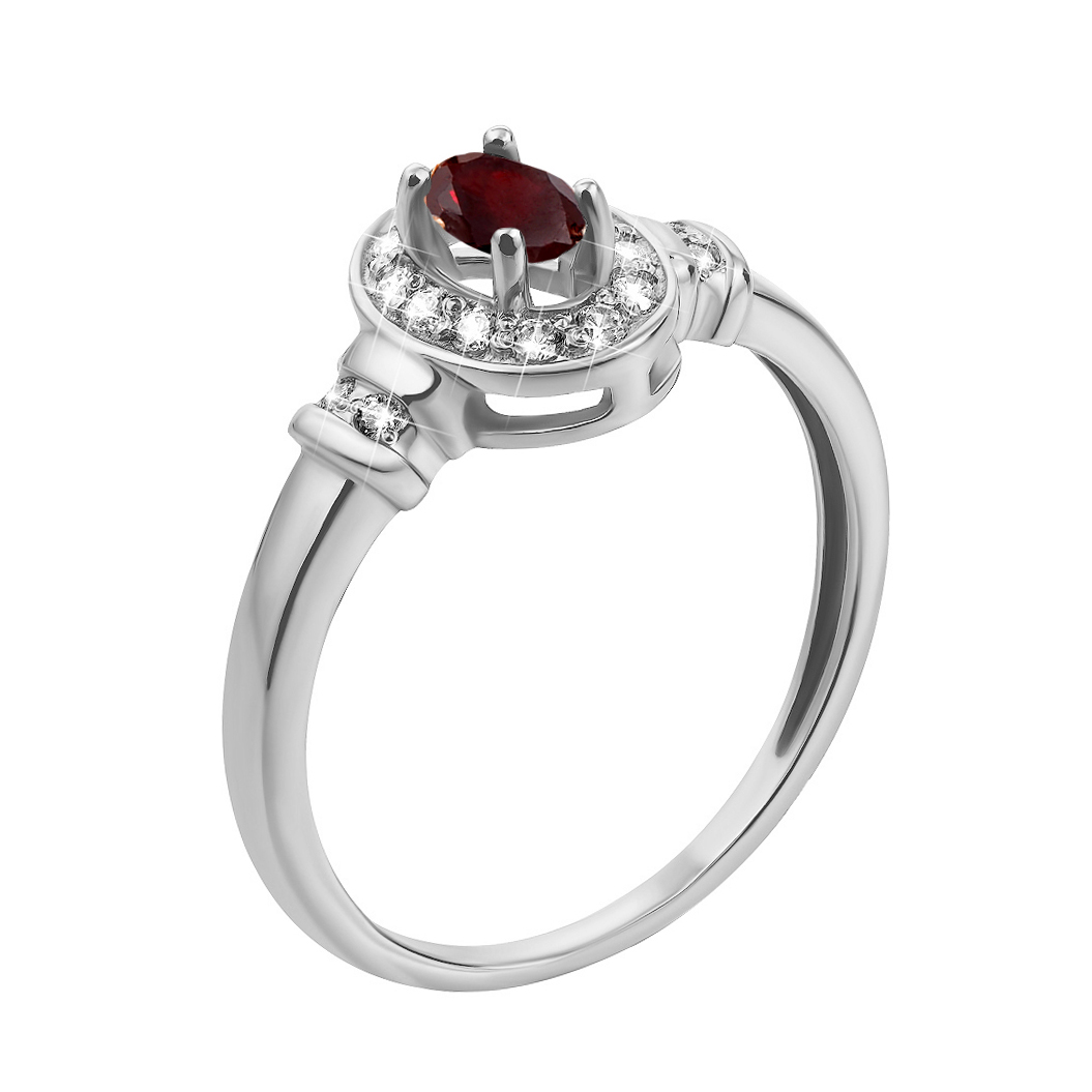 

Серебряное кольцо с гранатом и фианитами 000133399 18 размера