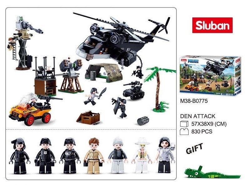 

Детский конструктор Sluban M38-B0775 Police атака 830детали кор.57*9*38